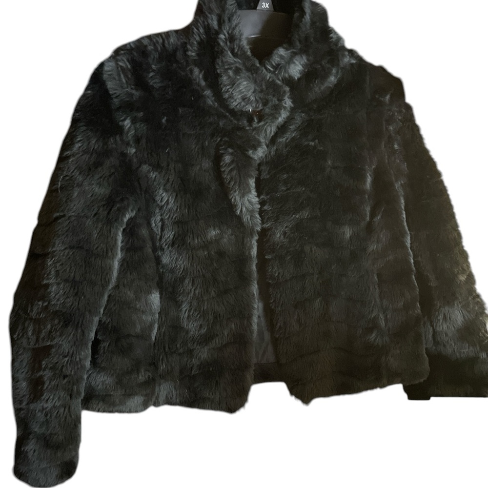 Black Faux Fur Jacket Size XL by Joujou